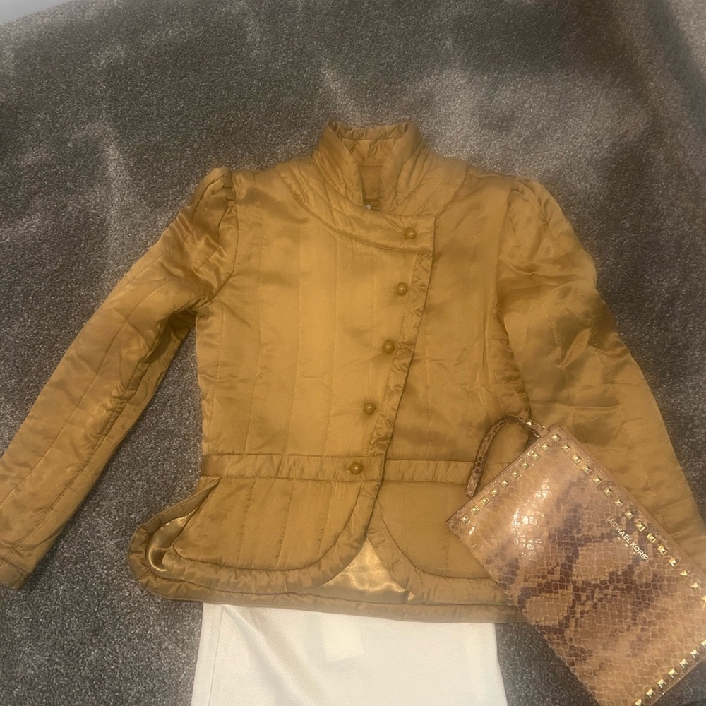 SilkLand silk Quilted Golden Mustard Blazer Jacket